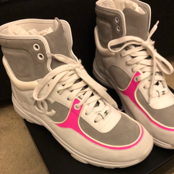 Chanel high top pink sneakers size 41 - Picture 2 of 8